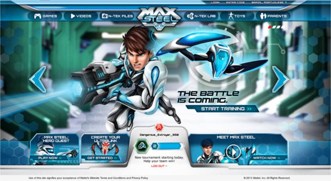 Max Steel homepage with the hero character and The Battle Is Coming headline