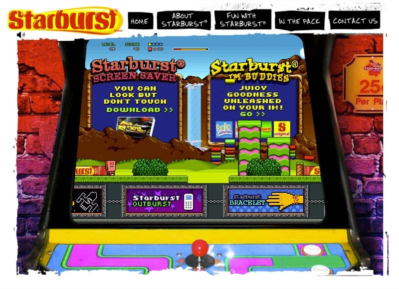 Starburst site designed as an arcade cabinet with screen savers and IM buddies